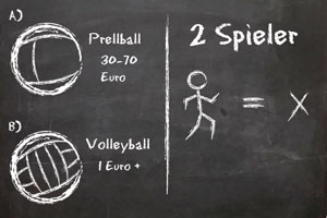 Prellball, Volleyball und 2 Spieler